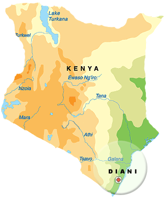 Map Afrika Diani Kenya